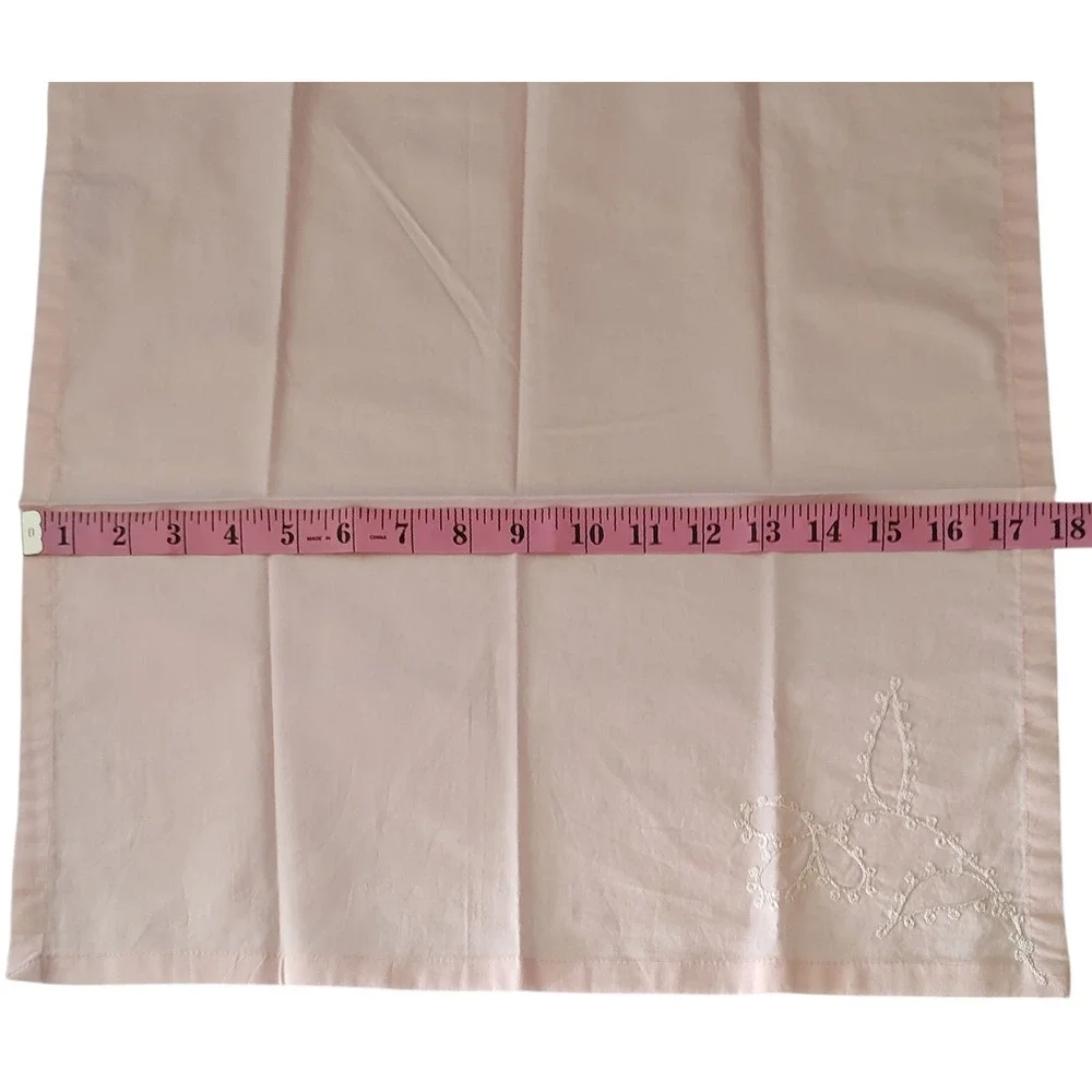 Villeroy and‎ Boch Embroidered Napkins Cotton Light Pink Peach Set of Four